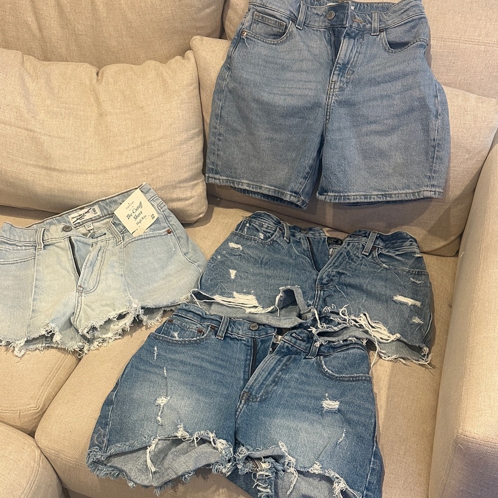 Abercrombie & Fitch Women's Jean Shorts - Light and Dark Blue